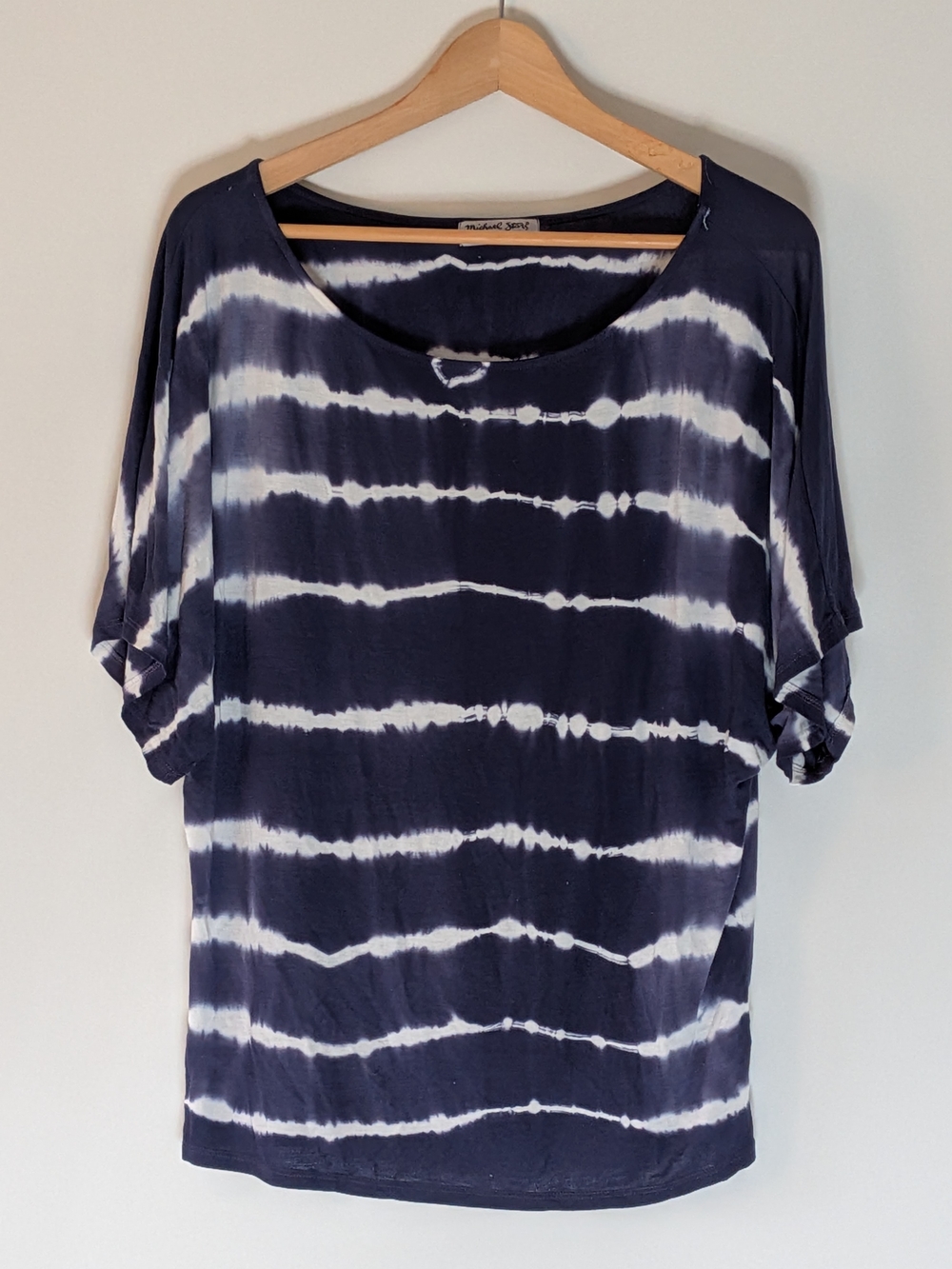 Michael Stars Navy & White Stripe Tie-Dye Short Sleeve Tee